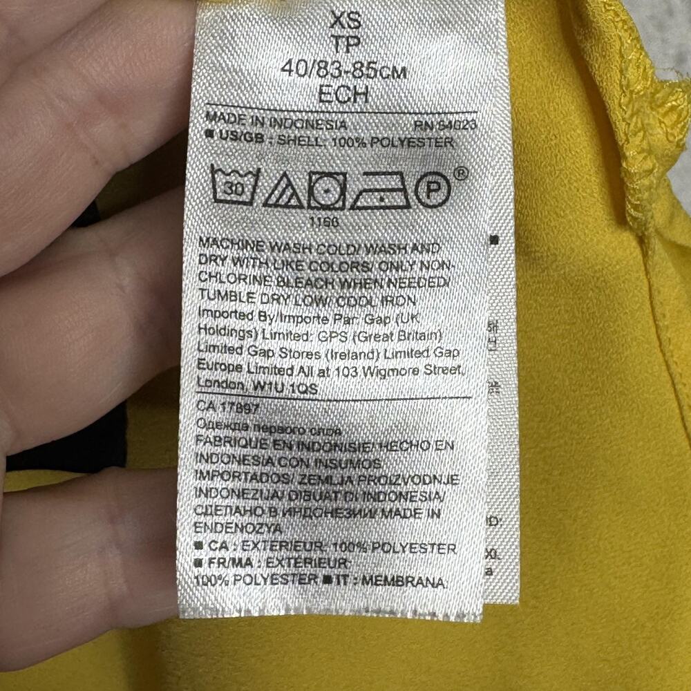 Banana Republic Sleeveless Blouse Womens XS Yellow Black Trim Layered Top - Picture 4 of 9